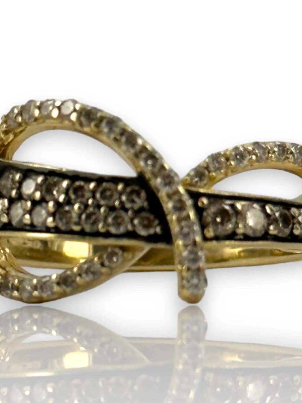 LeVian 14kt 585 Yellow Gold Chocolate Diamonds Ring Swirl Crossover Size 7